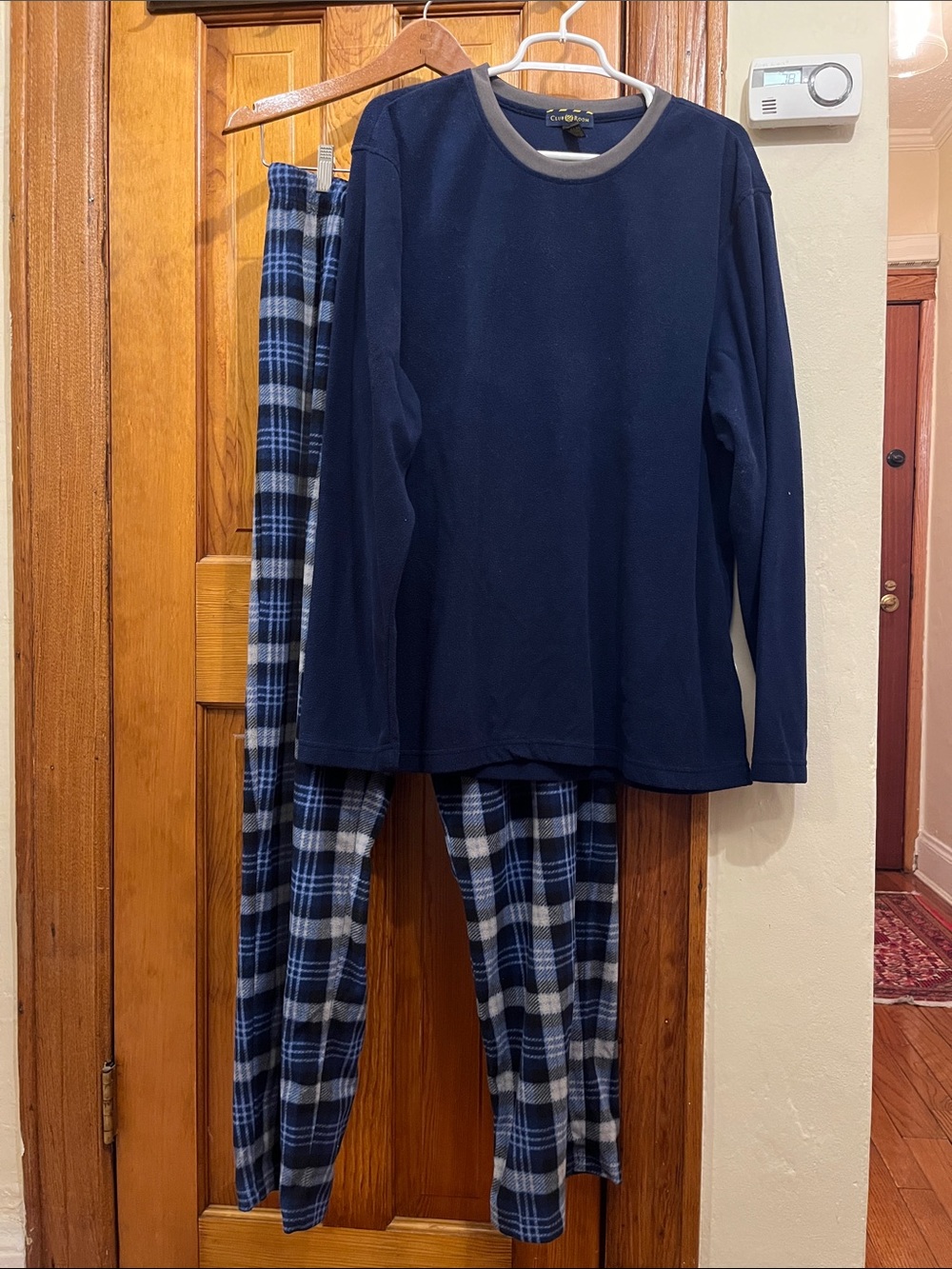Club Room Navy and Gray Men's Pajama Set with Plaid Pants